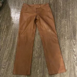 Brown real leather pants
